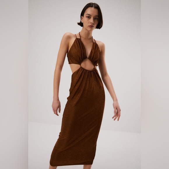 Misha Collection V-Neck Midi Length Dress w/ Tags - Picture 5 of 6